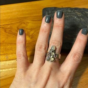 Amethyst and moonstone silver ring